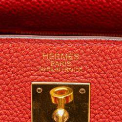 Pre Owned Hermes 35 Kelly II Red Togo Leather Shoulder Bag