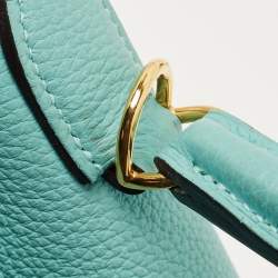 Pre Owned Hermes Bleu Atoll Togo Leather Gold Finish Kelly Retourne 28 Bag