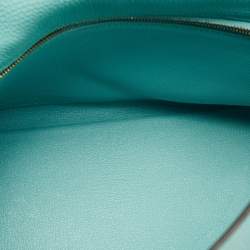 Pre Owned Hermes Bleu Atoll Togo Leather Gold Finish Kelly Retourne 28 Bag