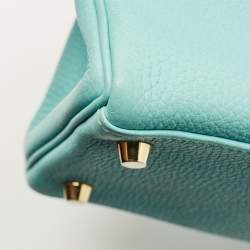 Pre Owned Hermes Bleu Atoll Togo Leather Gold Finish Kelly Retourne 28 Bag