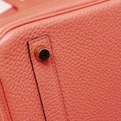 Pre Owned Hermes Rose Jaipur Taurillon Clemence Leather Gold Finish Birkin 30 Bag