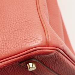 Pre Owned Hermes Rose Jaipur Taurillon Clemence Leather Gold Finish Birkin 30 Bag