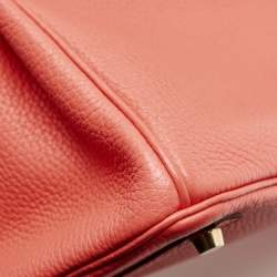 Pre Owned Hermes Rose Jaipur Taurillon Clemence Leather Gold Finish Birkin 30 Bag