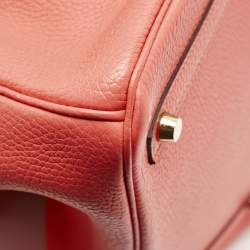 Pre Owned Hermes Rose Jaipur Taurillon Clemence Leather Gold Finish Birkin 30 Bag