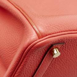 Pre Owned Hermes Rose Jaipur Taurillon Clemence Leather Gold Finish Birkin 30 Bag
