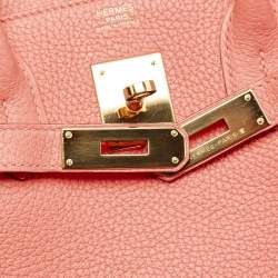 Pre Owned Hermes Rose Jaipur Taurillon Clemence Leather Gold Finish Birkin 30 Bag