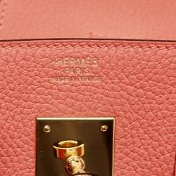 Pre Owned Hermes Rose Jaipur Taurillon Clemence Leather Gold Finish Birkin 30 Bag