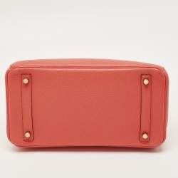 Pre Owned Hermes Rose Jaipur Taurillon Clemence Leather Gold Finish Birkin 30 Bag