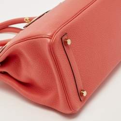 Pre Owned Hermes Rose Jaipur Taurillon Clemence Leather Gold Finish Birkin 30 Bag