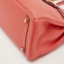 Pre Owned Hermes Rose Jaipur Taurillon Clemence Leather Gold Finish Birkin 30 Bag