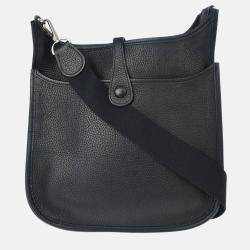 Pre Owned Hermes Evelyne II PM Black Taurillon Clemence Shoulder Bag
