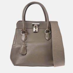 Pre Owned Hermes Toolbox 20 Etain Swift Leather Handbag