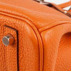 Pre Owned Hermes Birkin 30 Orange Togo Handbag