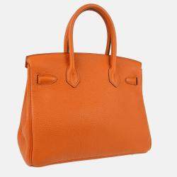 Pre Owned Hermes Birkin 30 Orange Togo Handbag