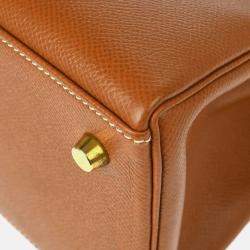 Pre Owned Hermes Kelly 28 Retourne Gold Courchevel Handbag