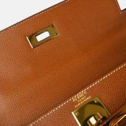 Pre Owned Hermes Kelly 28 Retourne Gold Courchevel Handbag