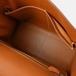 Pre Owned Hermes Kelly 28 Retourne Gold Courchevel Handbag