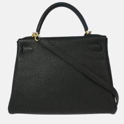 Pre Owned Hermes Kelly 28 Retourne Black Togo Handbag