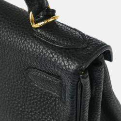 Pre Owned Hermes Kelly 28 Retourne Black Togo Handbag