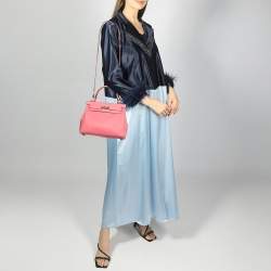 Pre Owned Hermes Rose Azalee Swift Leather Gold Finish Kelly Retourne 25 Bag