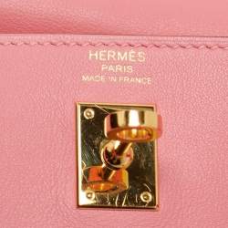 Pre Owned Hermes Rose Azalee Swift Leather Gold Finish Kelly Retourne 25 Bag