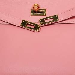 Pre Owned Hermes Rose Azalee Swift Leather Gold Finish Kelly Retourne 25 Bag