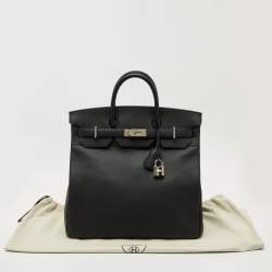 Pre Owned Hermès Noir Togo Leather Palladium Finish HAC Birkin 40 Bag