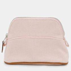 Pre Owned Hermes Bolide Rose Pearl Canvas Pouch