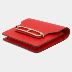 Pre Owned Hermes Roulis Rose Texas Chevre Mysore Goatskin Wallet