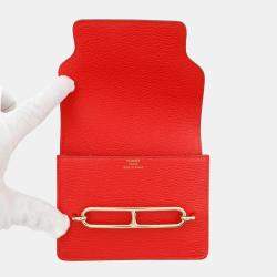 Pre Owned Hermes Roulis Rose Texas Chevre Mysore Goatskin Wallet