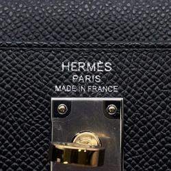 Pre Owned Hermes Kelly Sellier 25 Black Epsom Leather Handbag