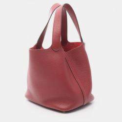 مملوكة مسبقًا Hermes Picotin Lock H Rouge Bordeaux Taurillon Clemence MM