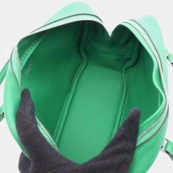 Pre Owned Hermes Plume Green Leather Shoulder Bag