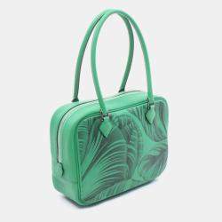 Pre Owned Hermes Plume Green Leather Shoulder Bag