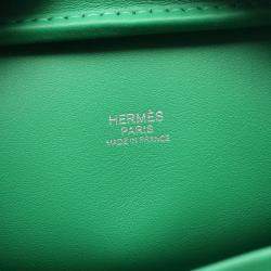 Pre Owned Hermes Plume Green Leather Shoulder Bag