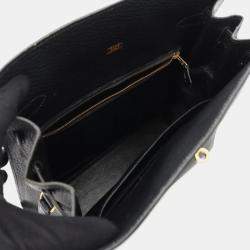 Pre Owned Hermes Kelly Sports Black Leather Shoulder Bag