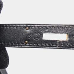 Pre Owned Hermes Kelly 32 Noir Box Calf Leather Handbag