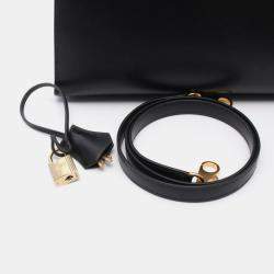 Pre Owned Hermes Kelly 32 Noir Box Calf Leather Handbag