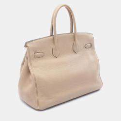 Pre Owned Hermes Birkin 35 Trench Beige Leather Handbag