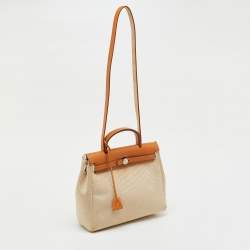 Pre Owned Hermès Ecru/Natural Toile Canvas and Vache Leather Herbag 31 Bag