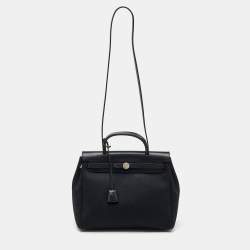 Pre Owned حقيبة هيرميس هيرباج 31 قماش تويلي أسود وجلد فاش هنتر