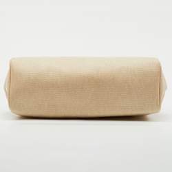 مملوكة مسبقًا حقيبة هيرميس هيرباج 39 قماش تويل باللون الخاكي الطبيعي وجلد فاش