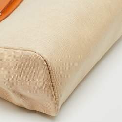 مملوكة مسبقًا حقيبة هيرميس هيرباج 39 قماش تويل باللون الخاكي الطبيعي وجلد فاش