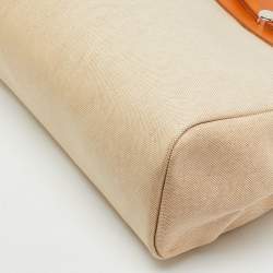 مملوكة مسبقًا حقيبة هيرميس هيرباج 39 قماش تويل باللون الخاكي الطبيعي وجلد فاش