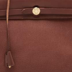 Pre Owned حقيبة هيرمس هيرباج 31 قماش تويلي ولون أحمر وجلد فاش هنتر