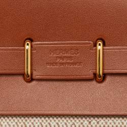 Pre Owned Hermès Ecru/Natural Toile Canvas and Vache Hunter Leather Herbag Zip 20 Bag
