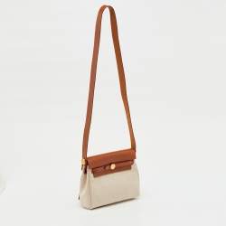 Pre Owned Hermès Ecru/Natural Toile Canvas and Vache Hunter Leather Herbag Zip 20 Bag