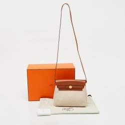 Pre Owned Hermès Ecru/Natural Toile Canvas and Vache Hunter Leather Herbag Zip 20 Bag