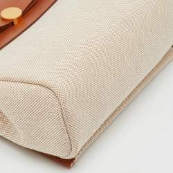 Pre Owned Hermès Ecru/Natural Toile Canvas and Vache Hunter Leather Herbag Zip 20 Bag