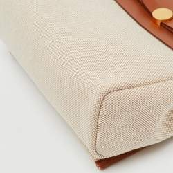 Pre Owned Hermès Ecru/Natural Toile Canvas and Vache Hunter Leather Herbag Zip 20 Bag